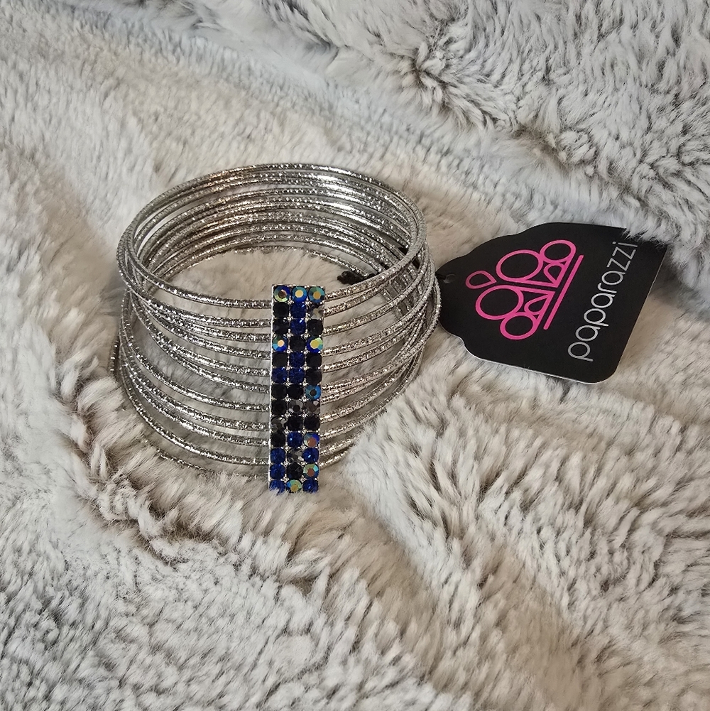 Paparazzi Silver Bracelet Set with Blue Accents